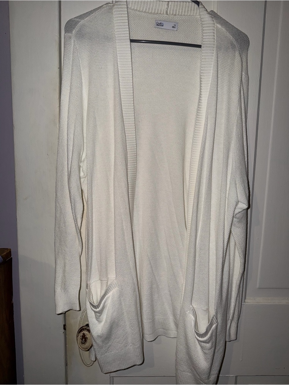 Men's Open-Front Cream Cardigan Sweater - a rod